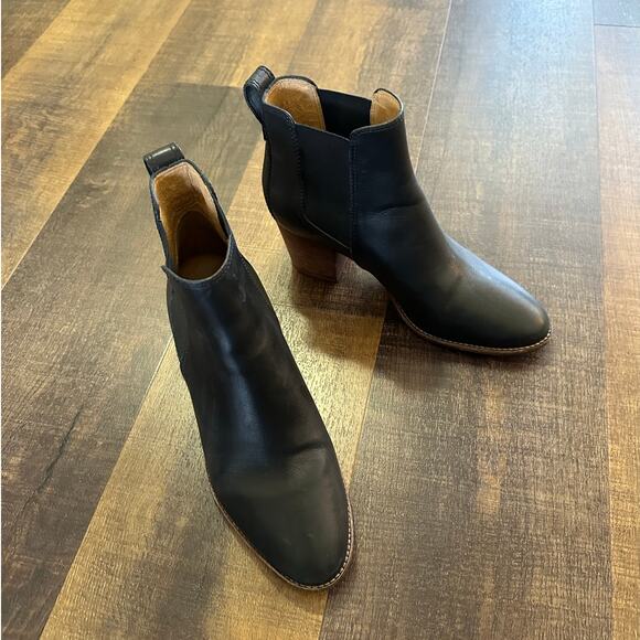 Madewell The Regan Black Leather Ankle Boots Size 8 - Picture 6 of 11